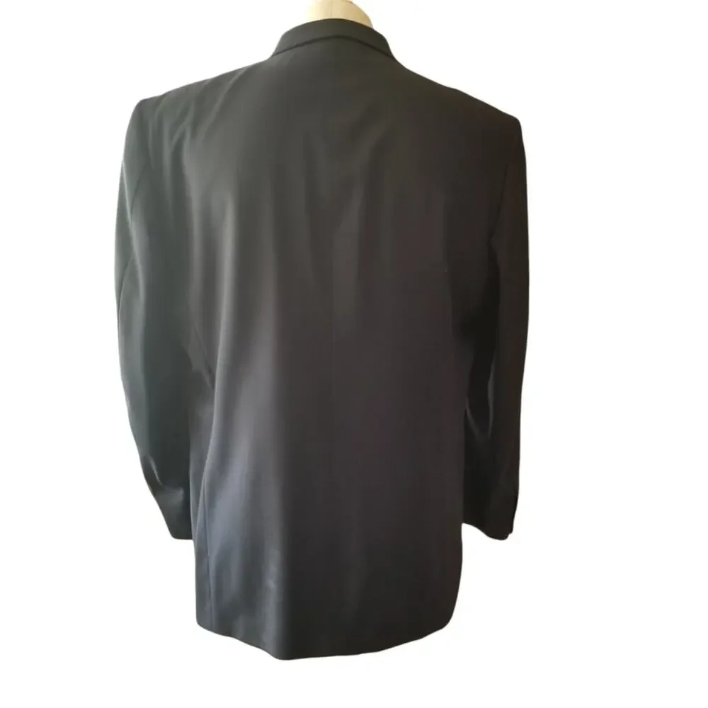 Stafford 44R Suit Jacket / Sport Coat Navy Blue 100% Pure New Wool